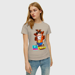 Футболка хлопковая женская Fall Guys CRASH лис, цвет: миндальный — фото 2