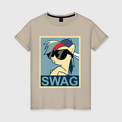 Футболка хлопковая женская Rainbow Dash swag, цвет: миндальный