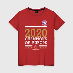 Футболка хлопковая женская FC Bayern Munchen Champions of Europe 2020, цвет: красный