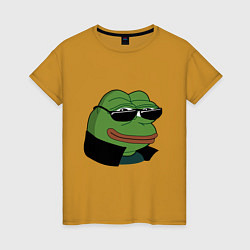 Футболка хлопковая женская Pepe в очках EZ, цвет: горчичный