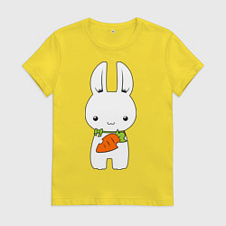 Футболка хлопковая женская Зайчик с морковкой, цвет: желтый
