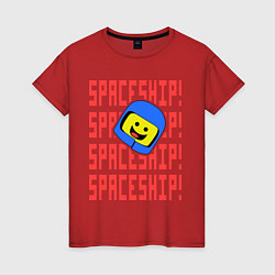 Футболка хлопковая женская Spaceship, цвет: красный