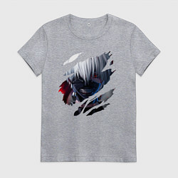 Футболка хлопковая женская Кен Канеки, цвет: меланж