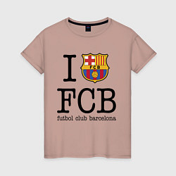 Футболка хлопковая женская Barcelona FC, цвет: пыльно-розовый