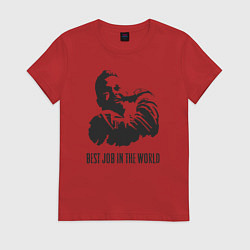 Футболка хлопковая женская Лучшая работа в мире, цвет: красный