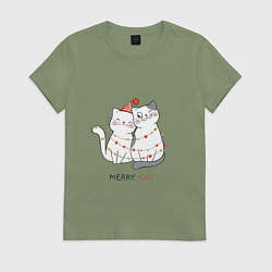 Футболка хлопковая женская Merry Cat, цвет: авокадо