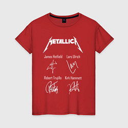 Футболка хлопковая женская METALLICA АВТОГРАФЫ, цвет: красный