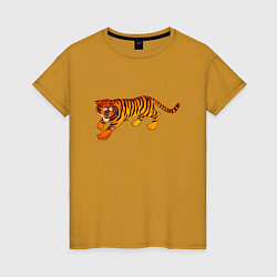 Футболка хлопковая женская Тигр, цвет: горчичный