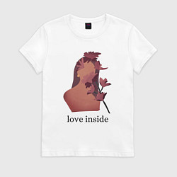 Футболка хлопковая женская Love inside, цвет: белый