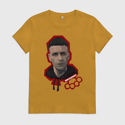 Футболка хлопковая женская Голяк Brassic Винни Онил, цвет: горчичный