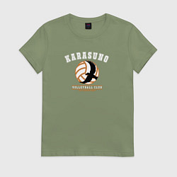 Футболка хлопковая женская Karasuno volleyball, цвет: авокадо