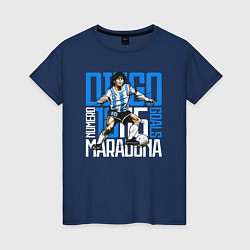 Футболка хлопковая женская 10 Diego Maradona, цвет: тёмно-синий