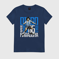 Футболка хлопковая женская 10 Diego Maradona, цвет: тёмно-синий