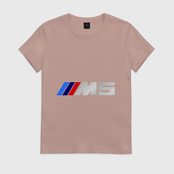 Футболка хлопковая женская BMW M5, цвет: пыльно-розовый
