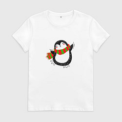 Футболка хлопковая женская ПИНГВИНЁНОК парная, цвет: белый
