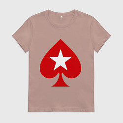 Футболка хлопковая женская Покер Пики Poker Stars, цвет: пыльно-розовый
