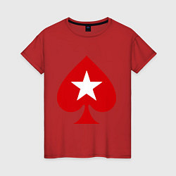 Футболка хлопковая женская Покер Пики Poker Stars, цвет: красный