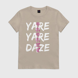 Футболка хлопковая женская YARE YARE DAZE, цвет: миндальный