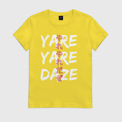 Футболка хлопковая женская YARE YARE DAZE, цвет: желтый
