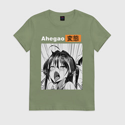 Футболка хлопковая женская Ahegao, цвет: авокадо