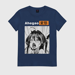 Футболка хлопковая женская Ahegao, цвет: тёмно-синий