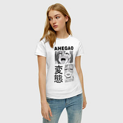 Футболка хлопковая женская Ahegao, цвет: белый — фото 2