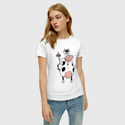 Футболка хлопковая женская Смешная корова, цвет: белый — фото 2