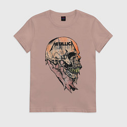 Футболка хлопковая женская Metallica art 04, цвет: пыльно-розовый