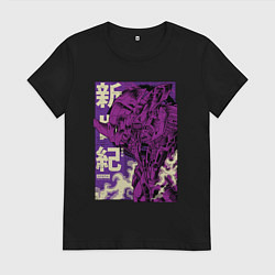 Футболка хлопковая женская Evangelion Eva-01, цвет: черный