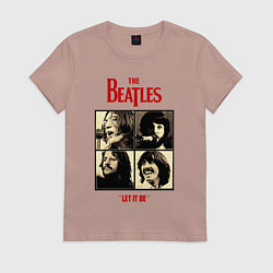 Футболка хлопковая женская The Beatles LET IT BE, цвет: пыльно-розовый