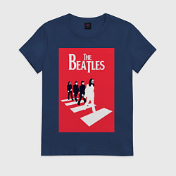 Футболка хлопковая женская The Beatles, цвет: тёмно-синий