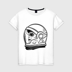 Футболка хлопковая женская Космонавт пришелец, цвет: белый