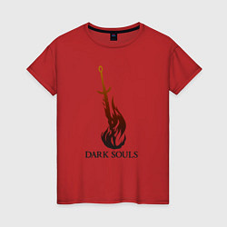 Футболка хлопковая женская Dark Souls - Bonfire, цвет: красный