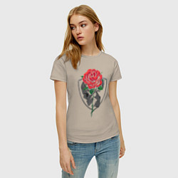 Футболка хлопковая женская Skull&Rose, цвет: миндальный — фото 2
