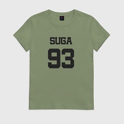 Футболка хлопковая женская BTS - Suga 93, цвет: авокадо