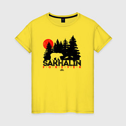 Футболка хлопковая женская Sakhalin forever, цвет: желтый