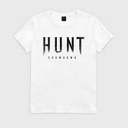Футболка хлопковая женская HUNT: showdown черный, цвет: белый