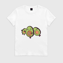 Футболка хлопковая женская Авокадо играют в Регби, цвет: белый