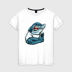 Футболка хлопковая женская SHARK POWER, цвет: белый