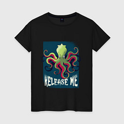 Футболка хлопковая женская Release the Kraken, цвет: черный