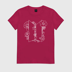 Футболка хлопковая женская БТС BTS Stay Gold Bangtan Boys, цвет: маджента