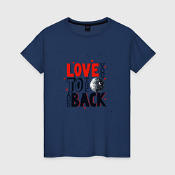 Футболка хлопковая женская Love back, цвет: тёмно-синий