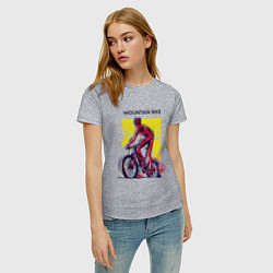 Футболка хлопковая женская Mountain Bike велосипедист, цвет: меланж — фото 2