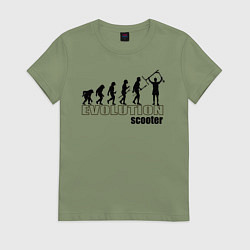 Футболка хлопковая женская Эволюция трюкового самоката, цвет: авокадо