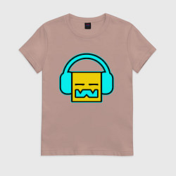 Футболка хлопковая женская Geometry Dash: Music, цвет: пыльно-розовый