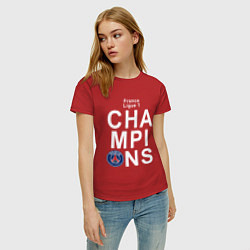 Футболка хлопковая женская PSG CHAMPIONS, цвет: красный — фото 2