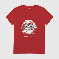 Футболка хлопковая женская Astro-cat, цвет: красный