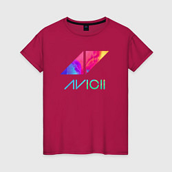 Футболка хлопковая женская AVICII RAIBOW, цвет: маджента