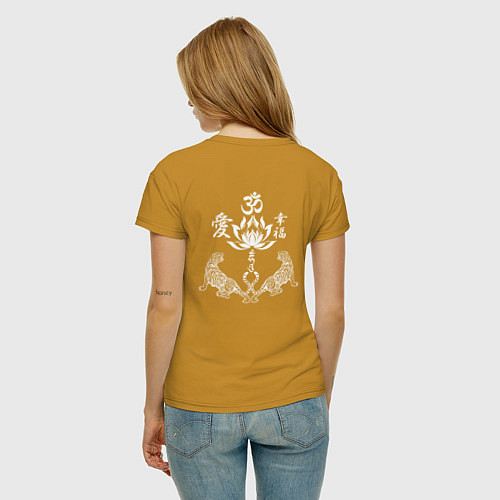 Женская футболка Sak Yant Tiger Lotus / Горчичный – фото 4