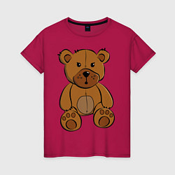 Футболка хлопковая женская Плюшевый медведь, цвет: маджента